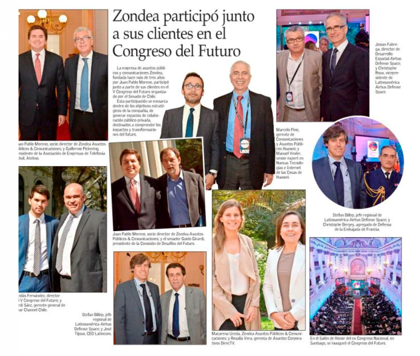 Zondea participa junto a sus clientes en el Congreso del Futuro (El Mercurio)