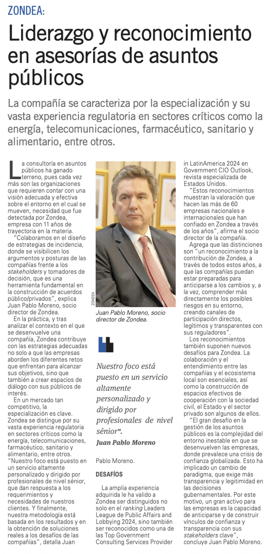 Liderazgo у reconocimiento en asesorías de asuntos públicos